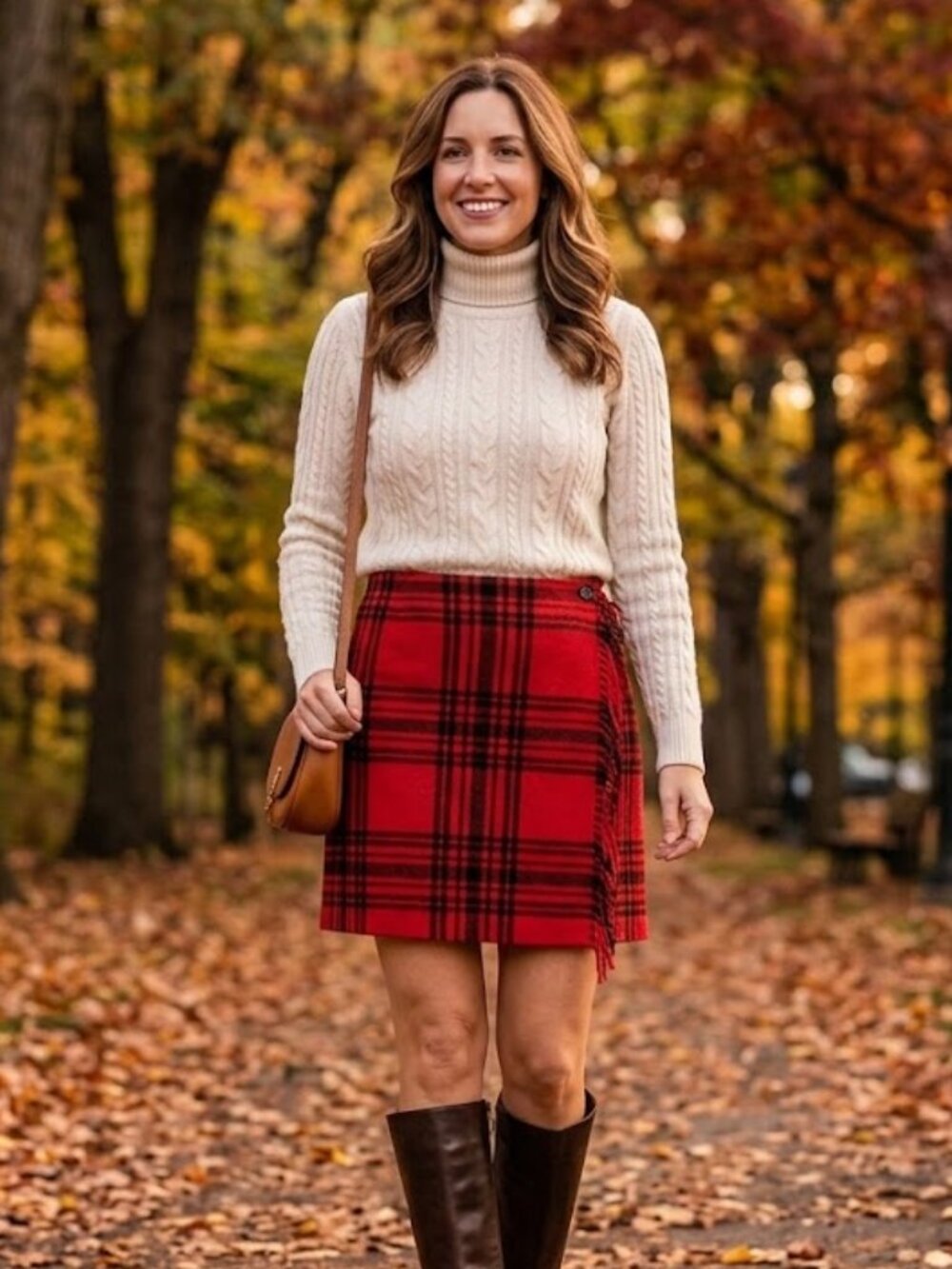 Vtg Red Tartan Plaid Fringe Wrap Skirt 10 M Preppy Dark Academia Wool Blend Kilt